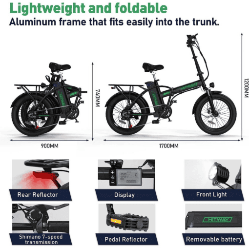 Hitway BK11M 48V/15Ah 750W Foldable Electric Bike - Image 6